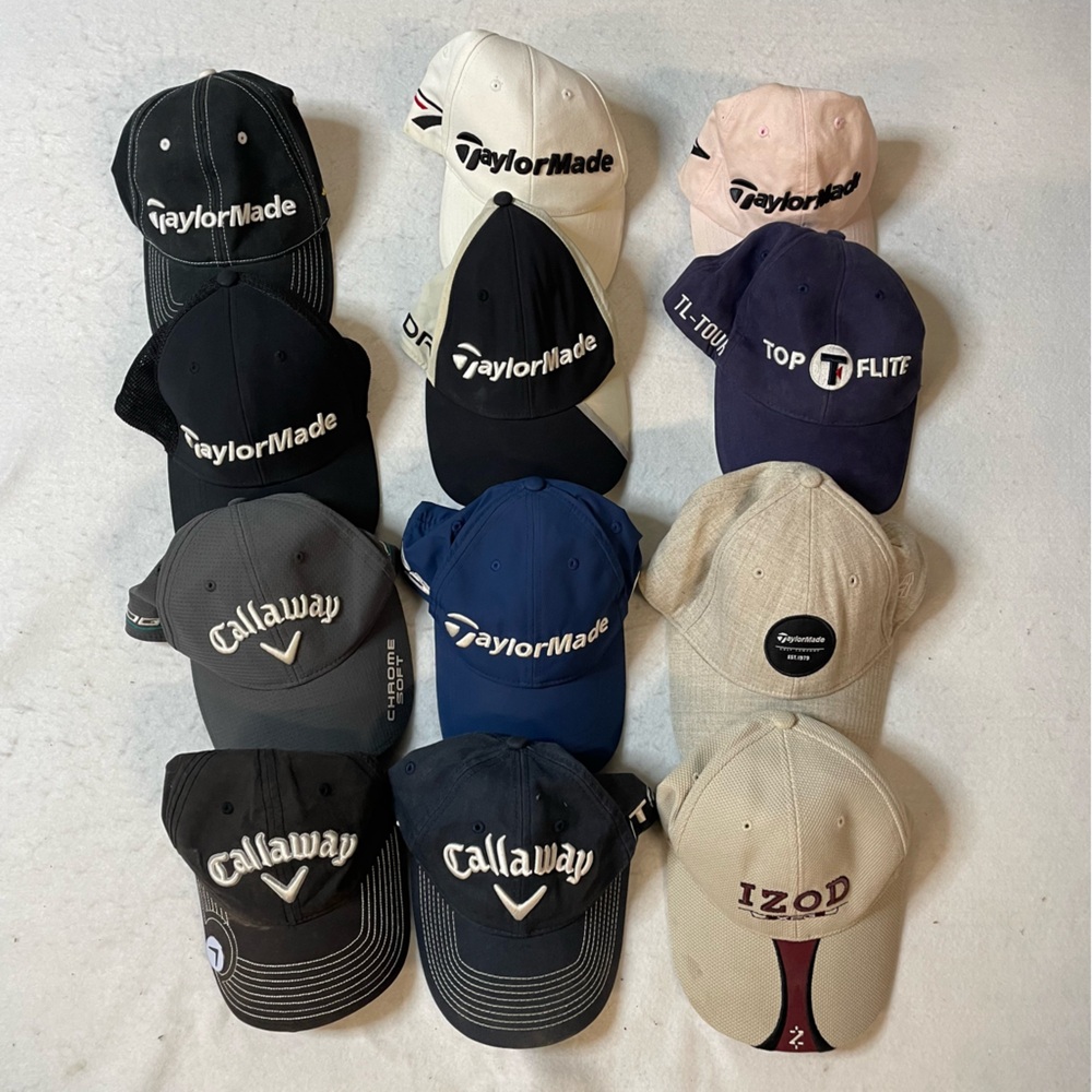 Golf Hat Lot. Callaway, TaylorMade, Izod,‎ Top Flite. All used. As Is.